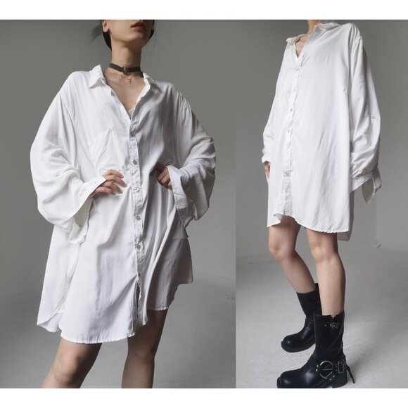 Ann Demeulemeester large white blouse boyfriend oversize silk button dow… - Picture 14 of 16